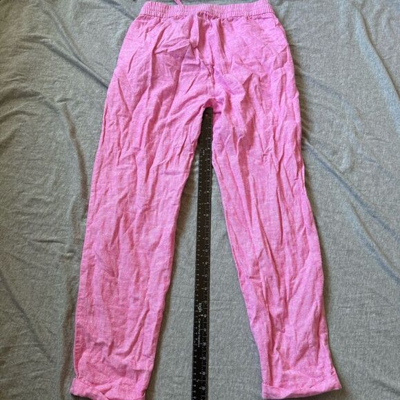 Sz 0 J. Crew Pink Cotton and Linen Drawstring Jogger Pant - Picture 4 of 9